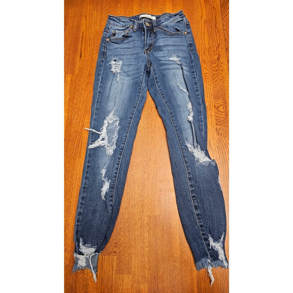 Kancan High Rise‎ distressed skinny ankle size 1 /24 jeans